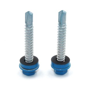 Hexagonal flange with cushion drill screws – blue head